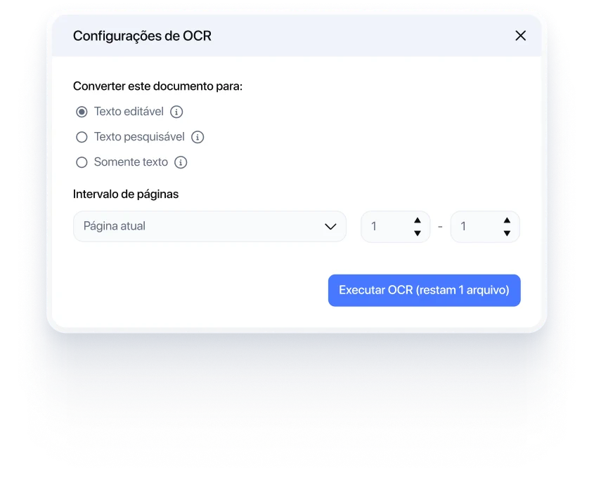 Demonstração do recurso de reconhecimento de texto OCR
