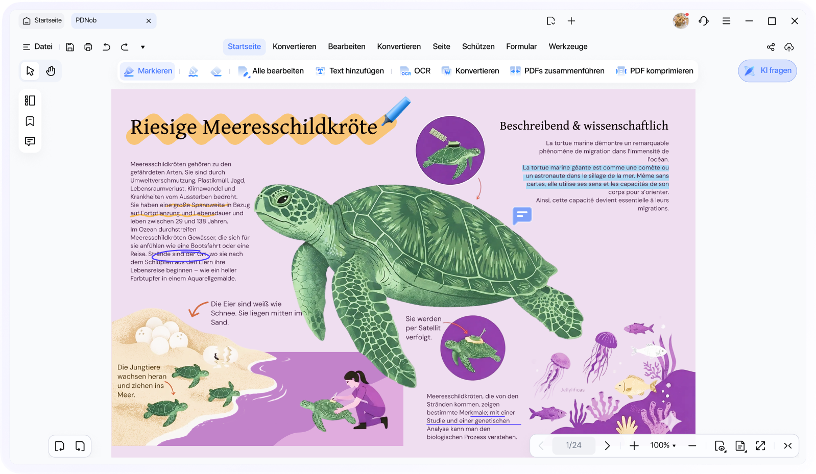 PDF-Lese- und Kommentierungsoberfläche im hellen Modus