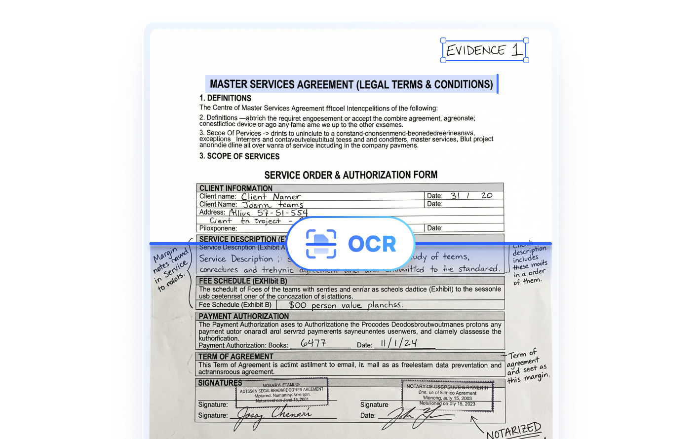 OCR processed PDF with editable text