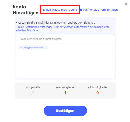 Mitglieder-E-Mails in Stapeln hochladen