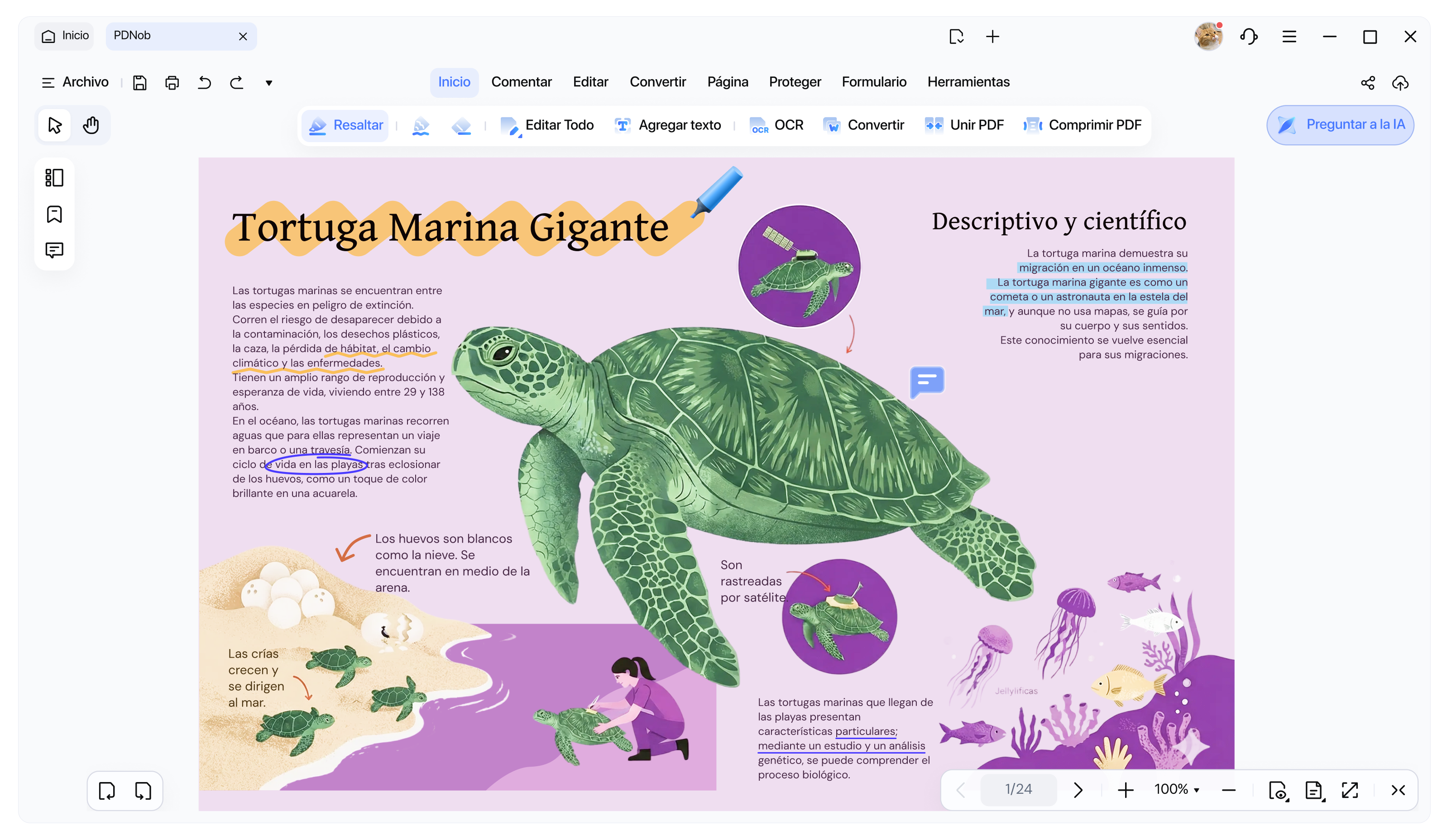 PDF reading and annotation interface in light mode