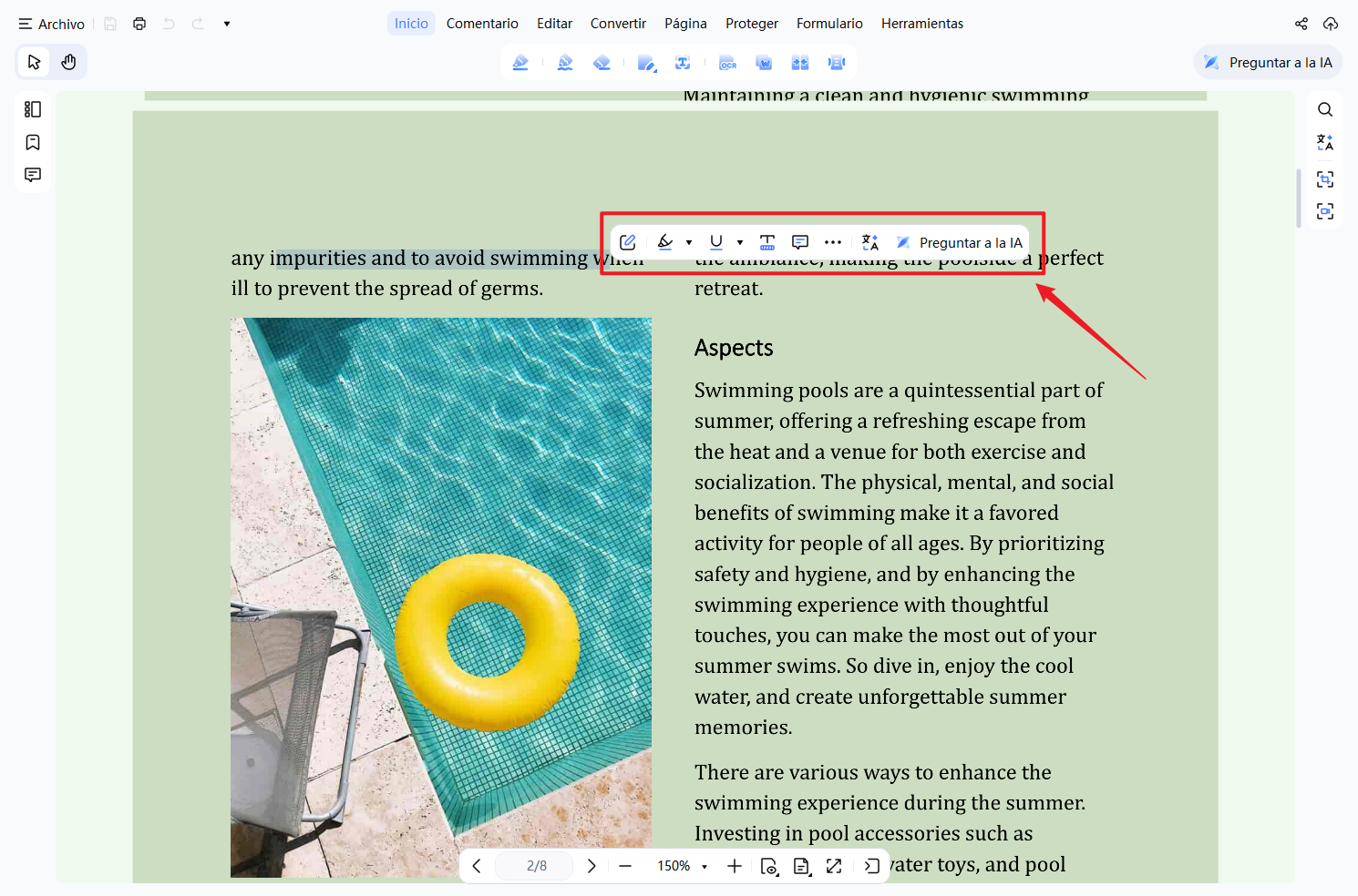 Menú de anotación inteligente