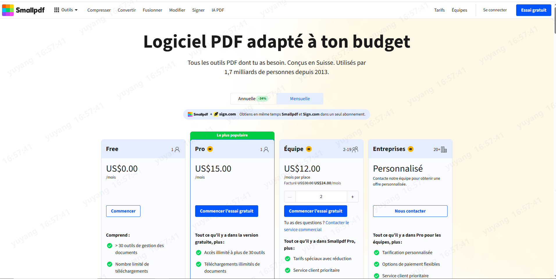 Le prix du Smallpdf