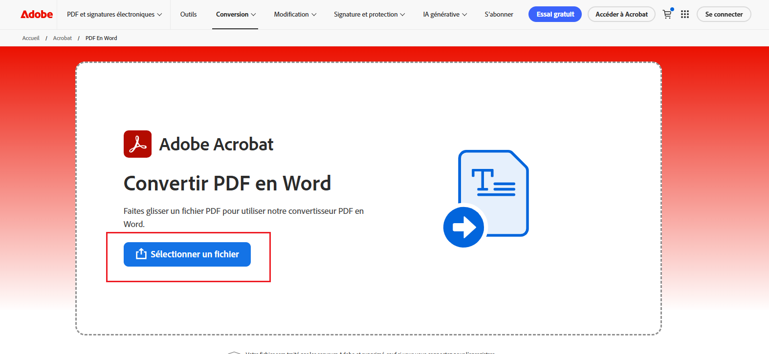 cliquez sur sélectionner un fichier