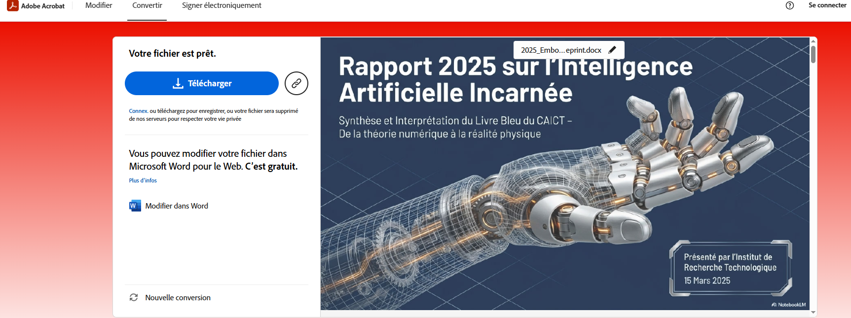 convertir un PDF scanné en Word avec Adobe