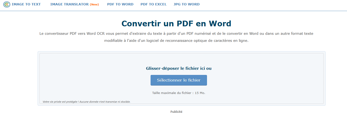 convertir un PDF scanné en Word avec OnlineOCR