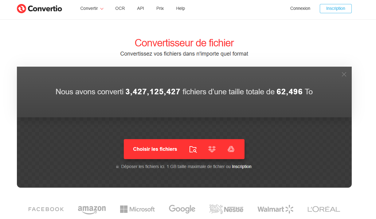 Importer un fichier sur Convertio