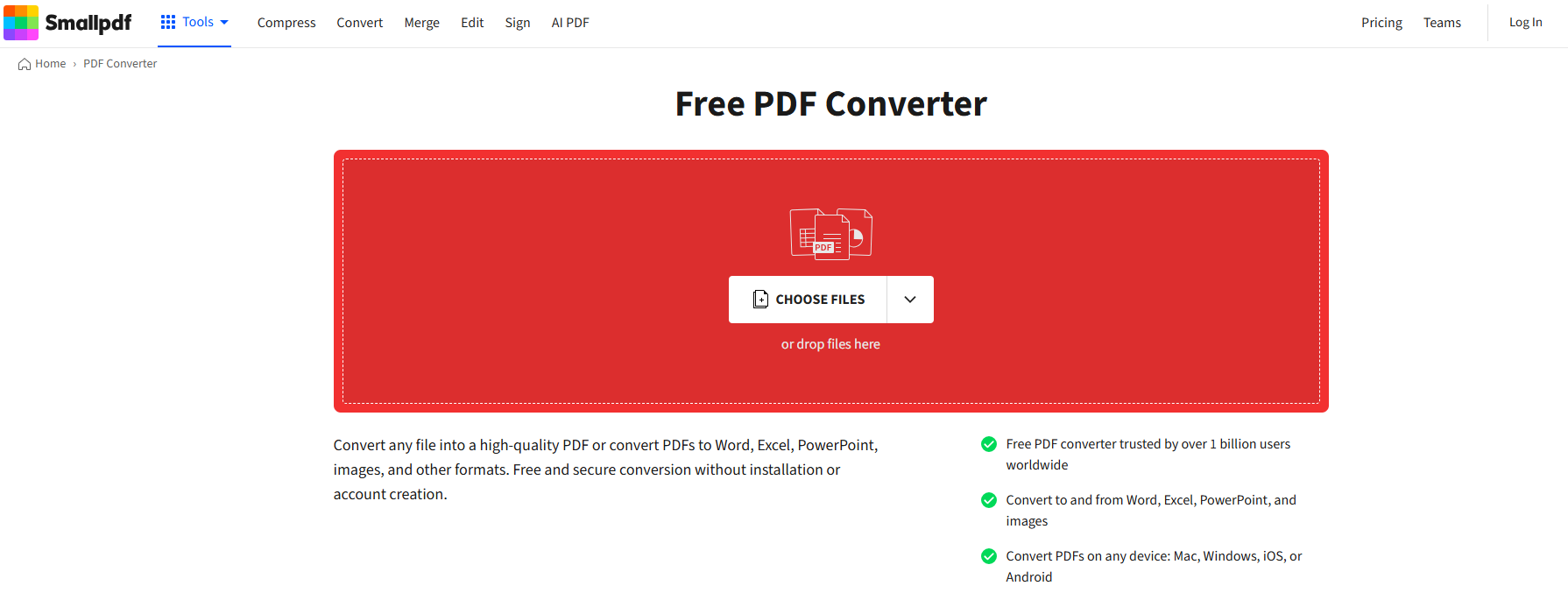 convertir un PDF scanné en Word avec Smallpdf
