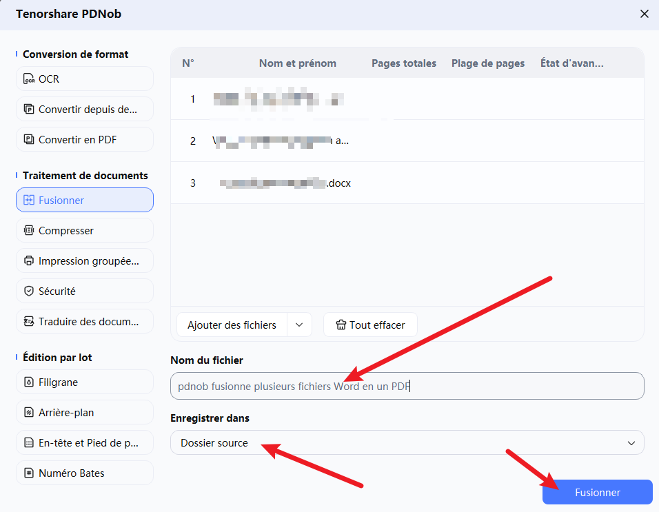 Fusionner plusieurs fichiers Word en un seul PDF avec PDNob