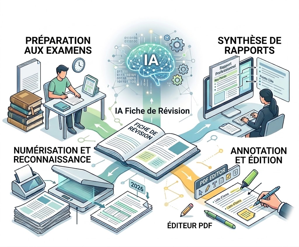 Créer une fiche de révision à partir d'un PDF avec l'IA, illustration