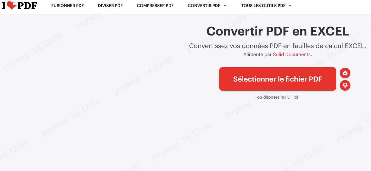 convertir pdf vers excel dans ilovepdf