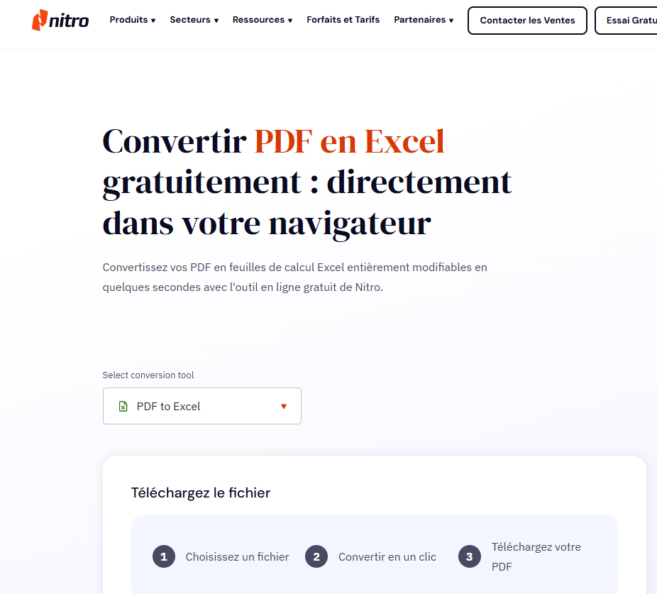 convertir pdf vers excel dans nitropdf