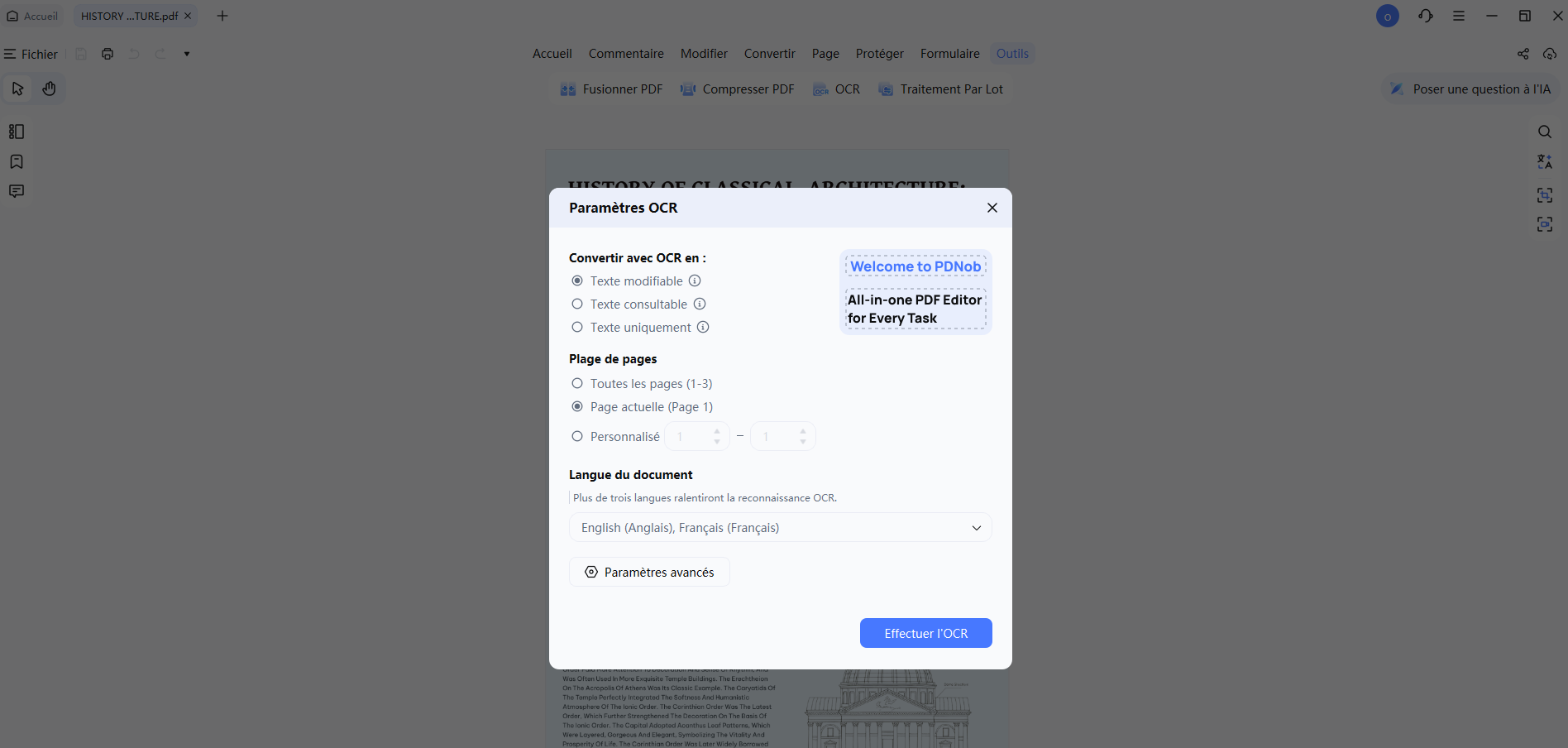 perform ocr in pdnob 20