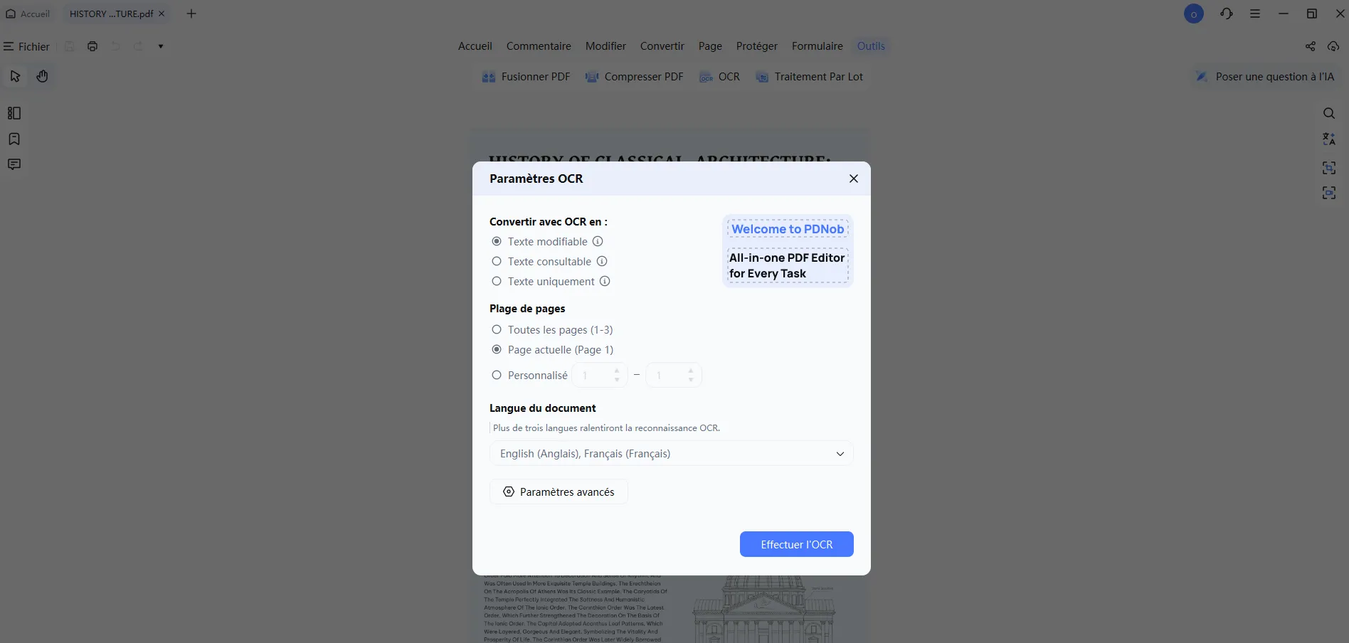 effectuer un OCR avec PDNob 2.0