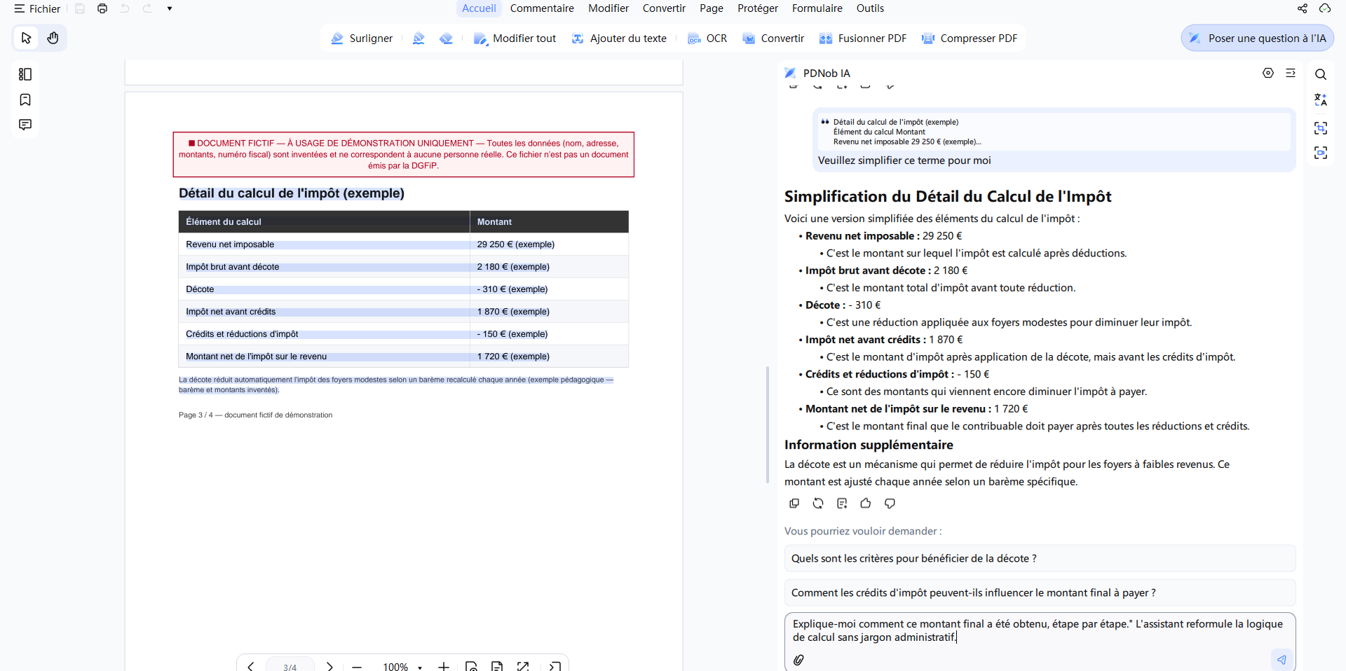 Simplification du Détail du Calcul de I'lmpot