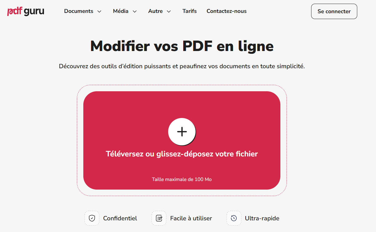 Présentation de l'outil PDF en ligne PDF Guru