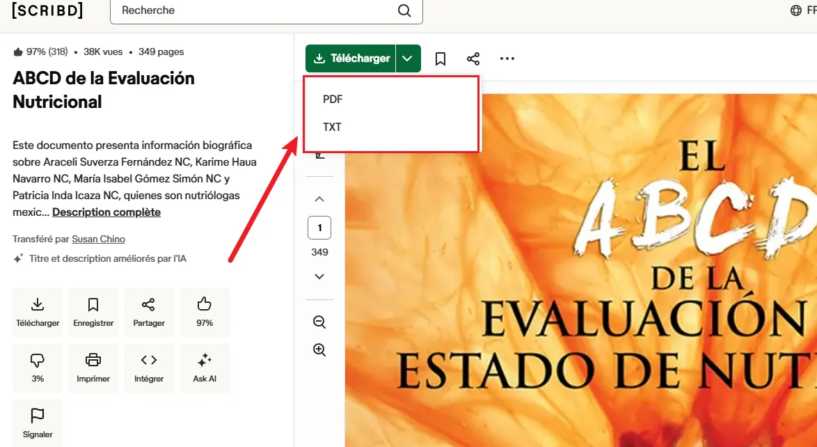 choisir le format de téléchargement d'un document sur Scribd