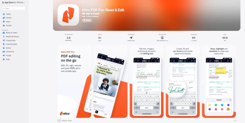 Nitro PDF Pro pour iOS
