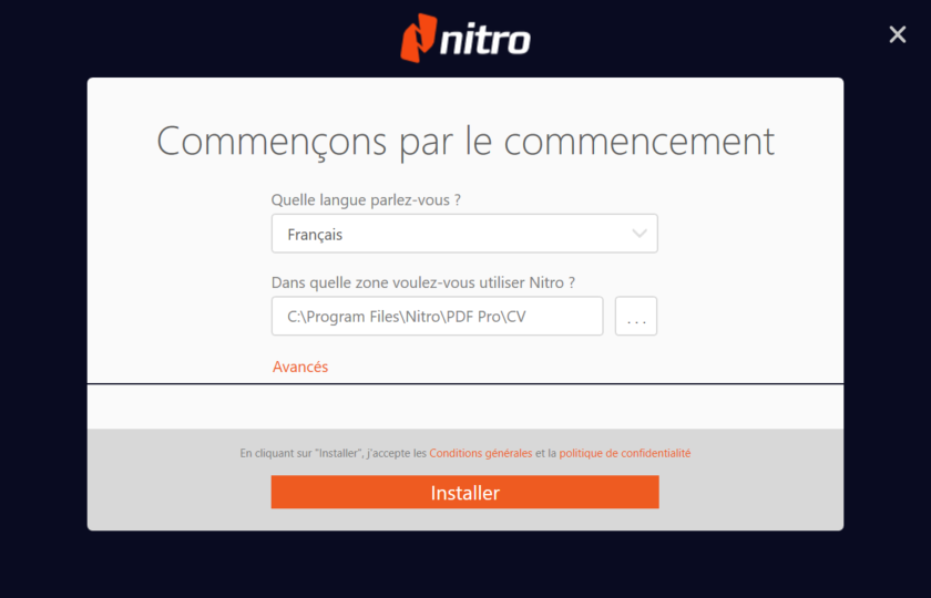 Installer Nitro PDF Pro