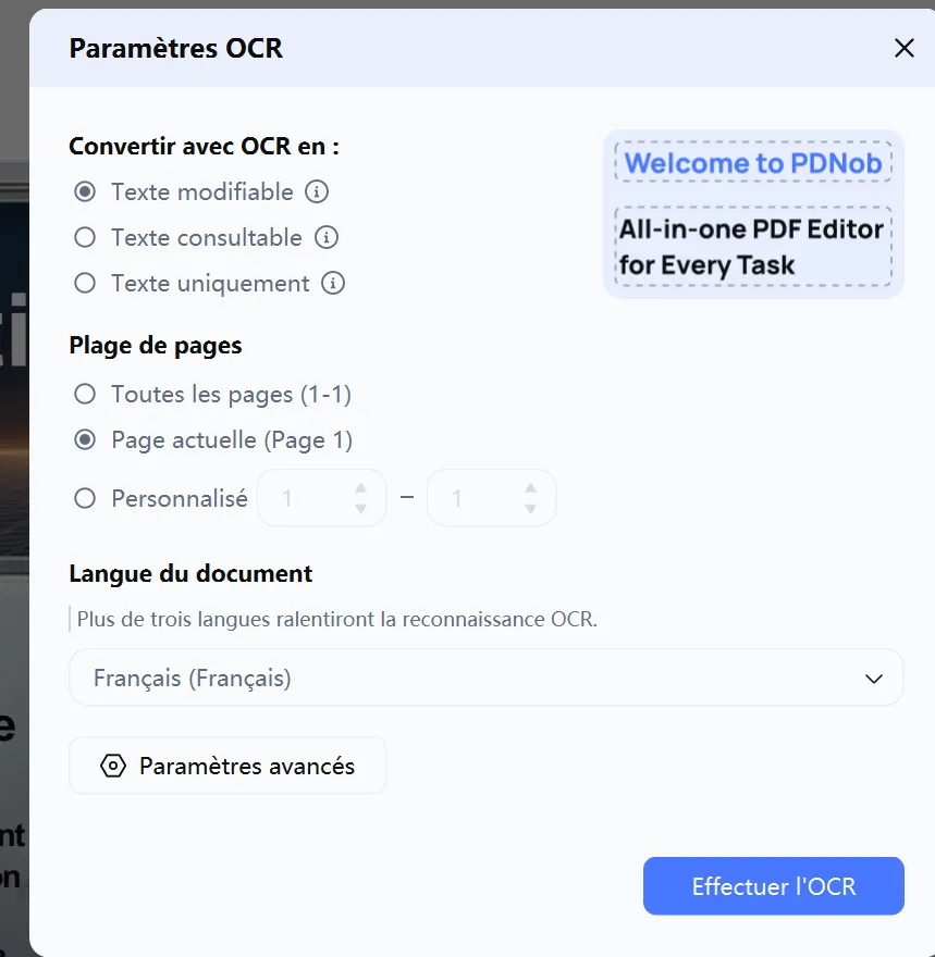 effectuer un OCR avec PDNob
