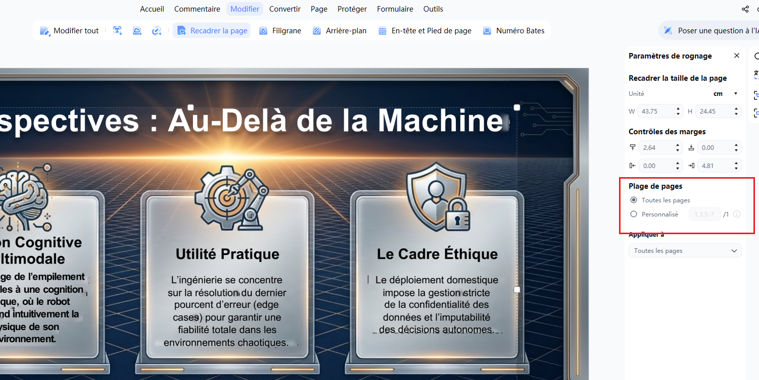 Appliquer le rognage aux pages sélectionnées