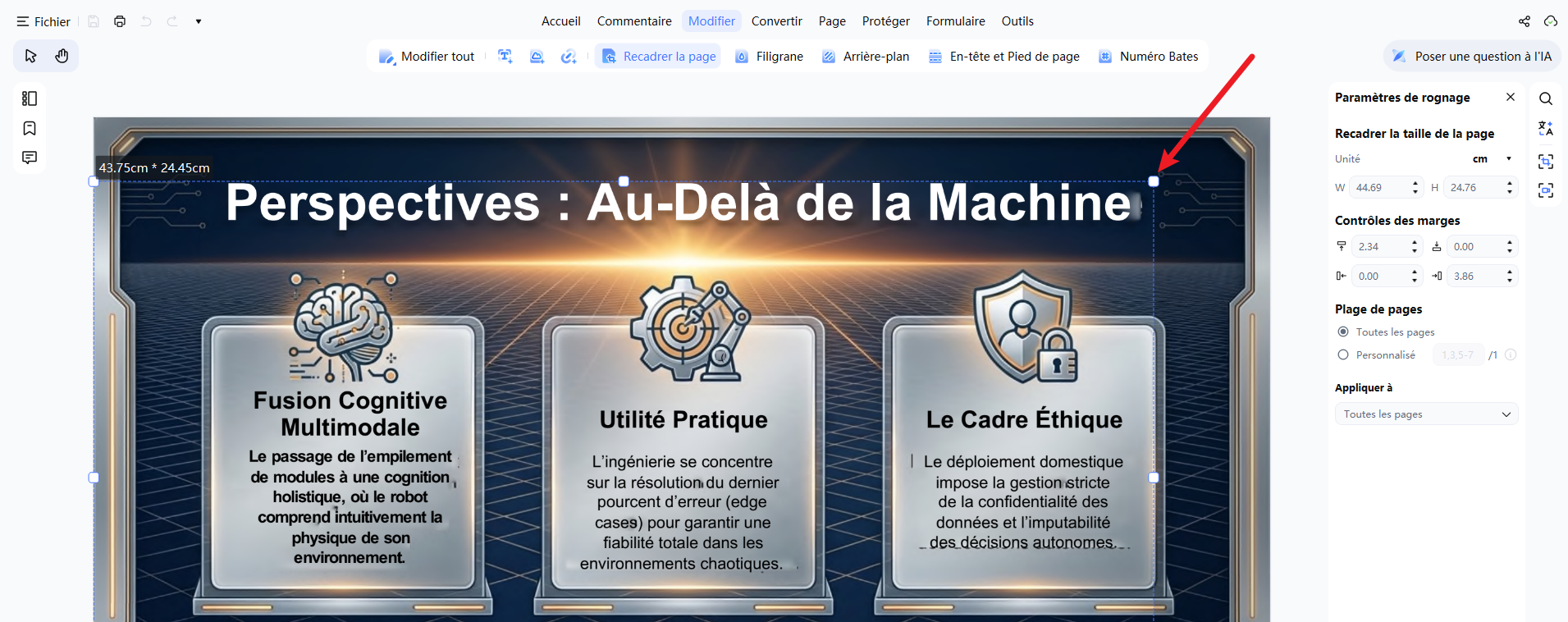 Définir la zone de rognage