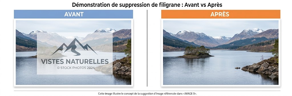 Supprimer un filigrane photo ou PDF , illustration