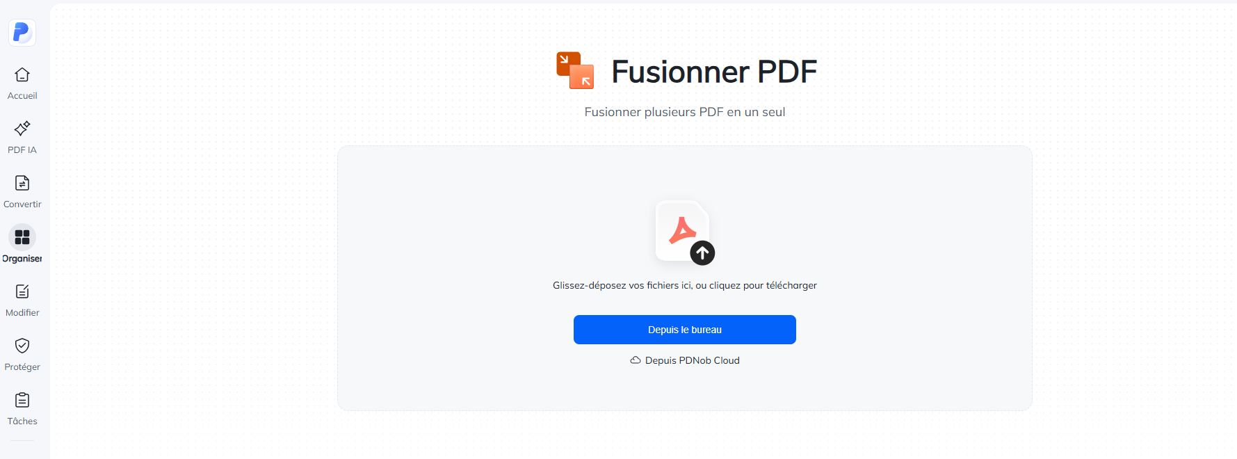 fusionner des PDF en ligne avec PDNob
