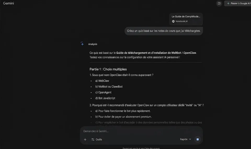 Générer du contenu et des livrables professionnels depuis un carnet NotebookLM dans Gemini