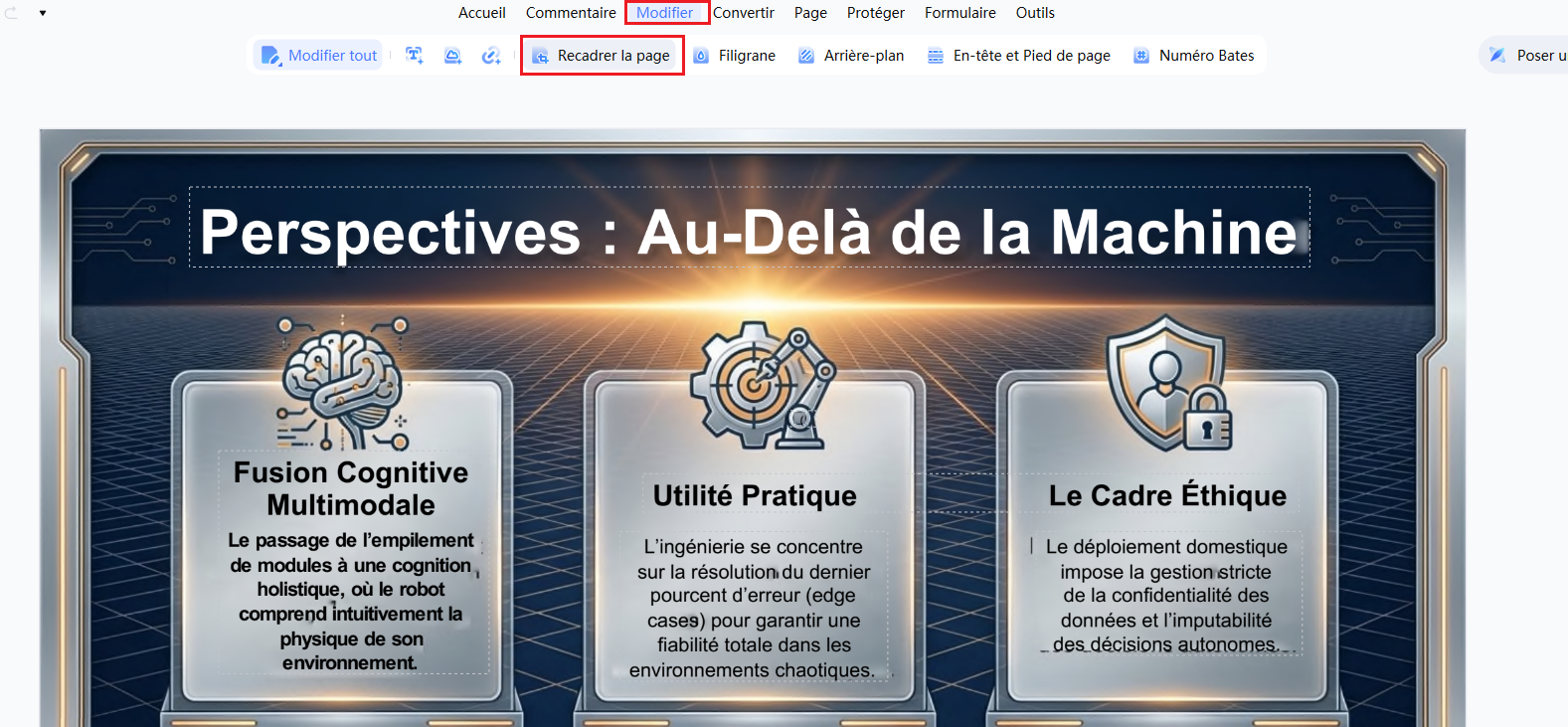 Ouvrir un PDF et accéder à l'outil de rognage