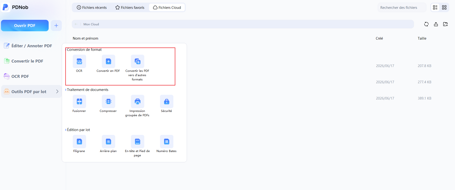 outils pdf par lot dans PDNob