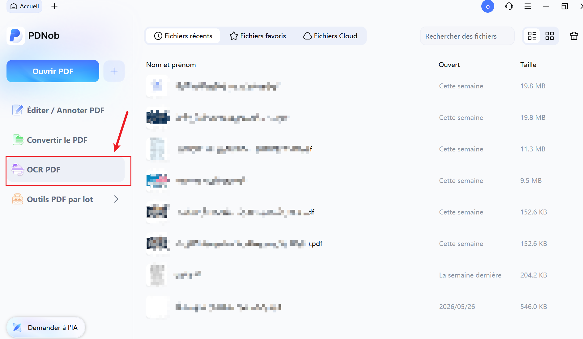 Lancer l'importation de documents et l'OCR PDF avec PDNob