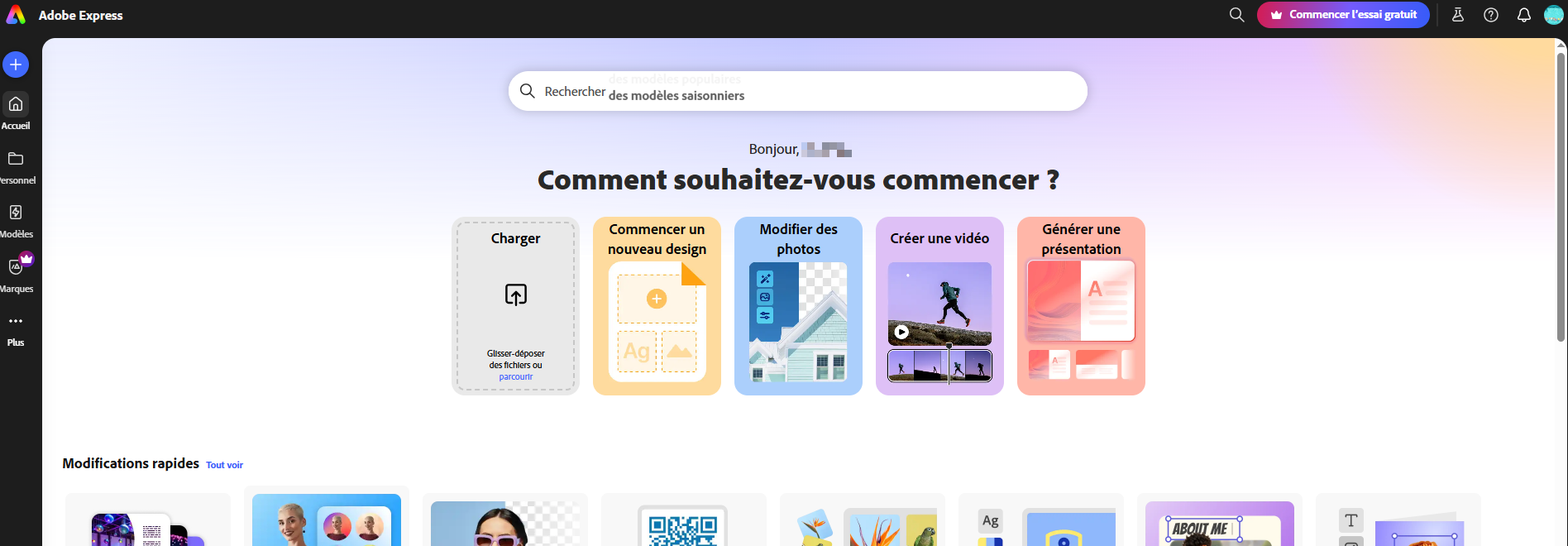 Importer un PDF dans Adobe Express
