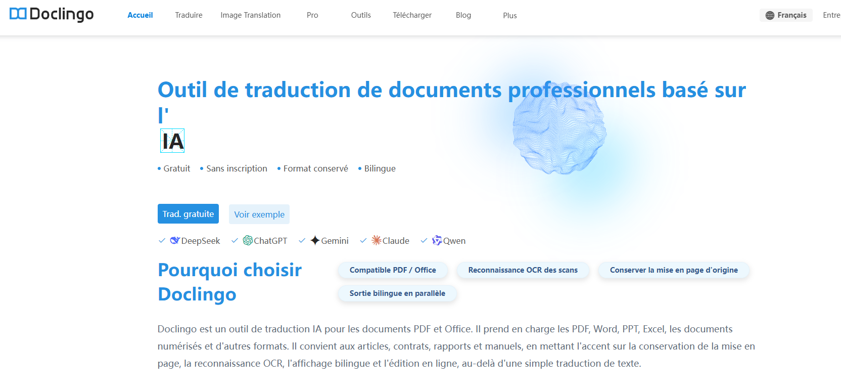 traducteur de documents Doclingo avec IA et OCR