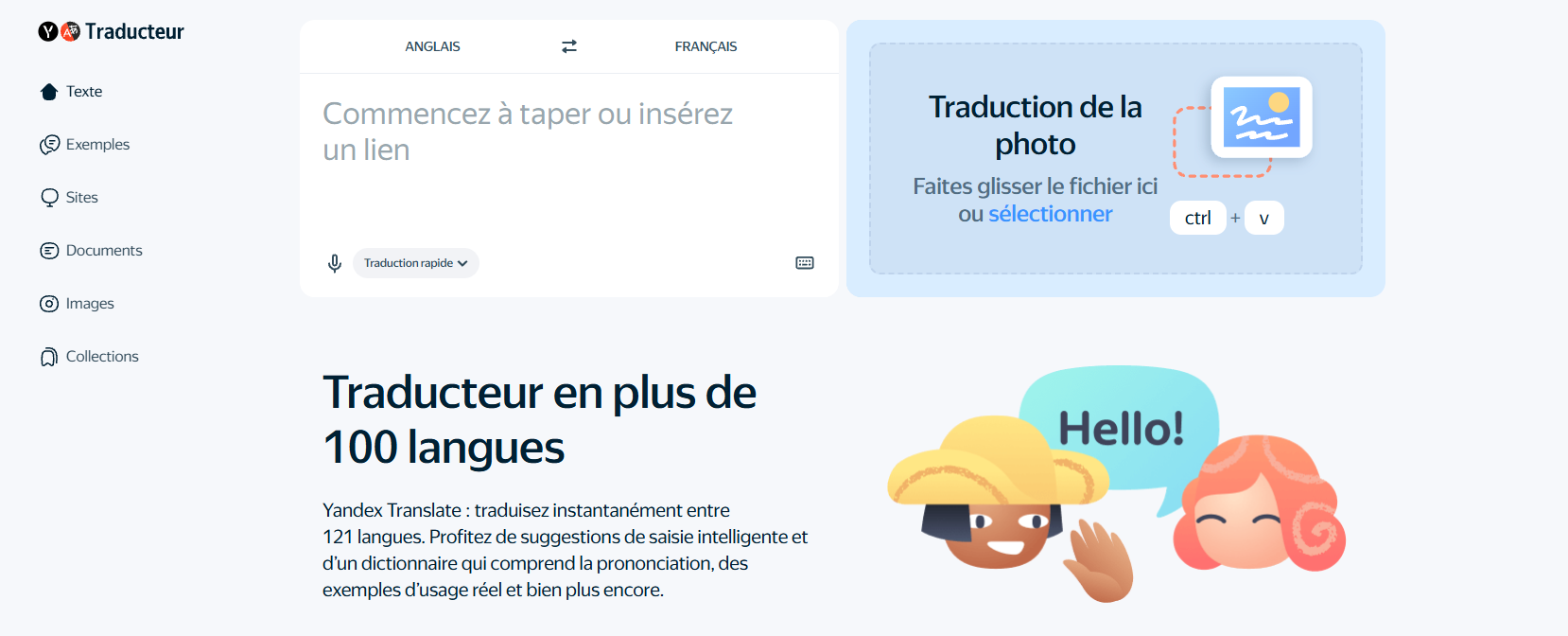 Yandex Translate pour traduire une image