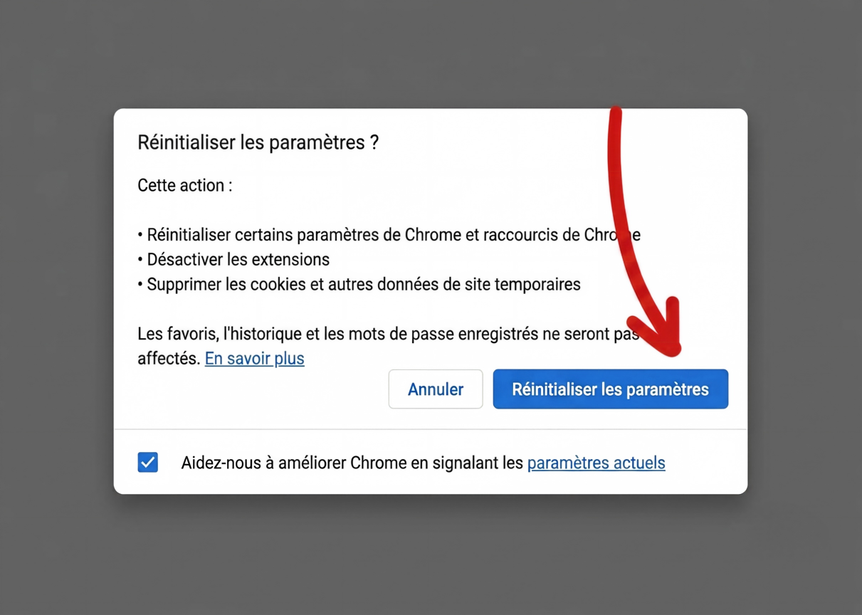 réinitialiser Chrome pour résoudre les problèmes de traduction