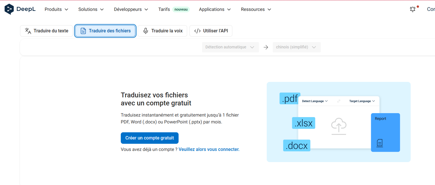 translate the document in deepl
