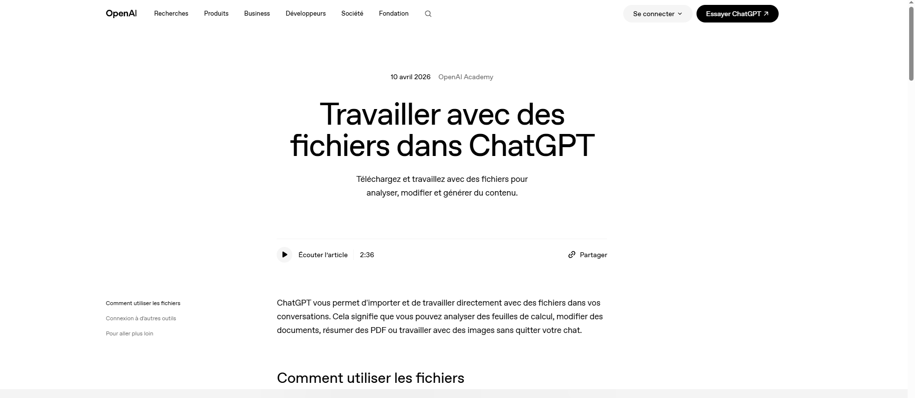 ChatGPT :travailler les fichers de documents PDF