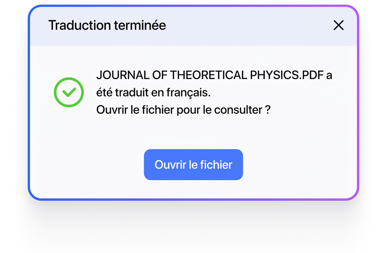 Texte traduit dans un document PDF