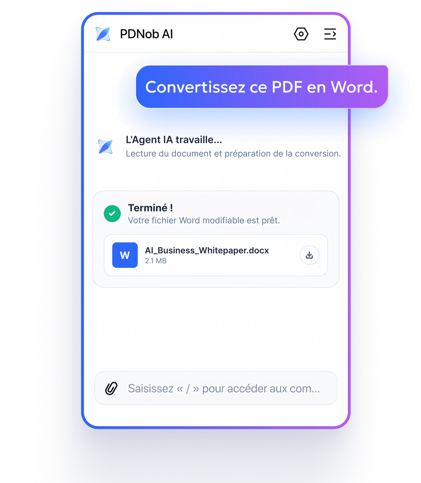Agent IA intégré dans un PDF