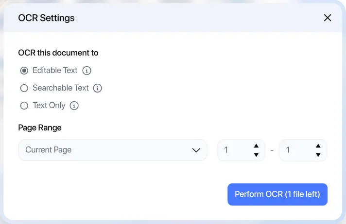 OCR text recognition feature demonstration