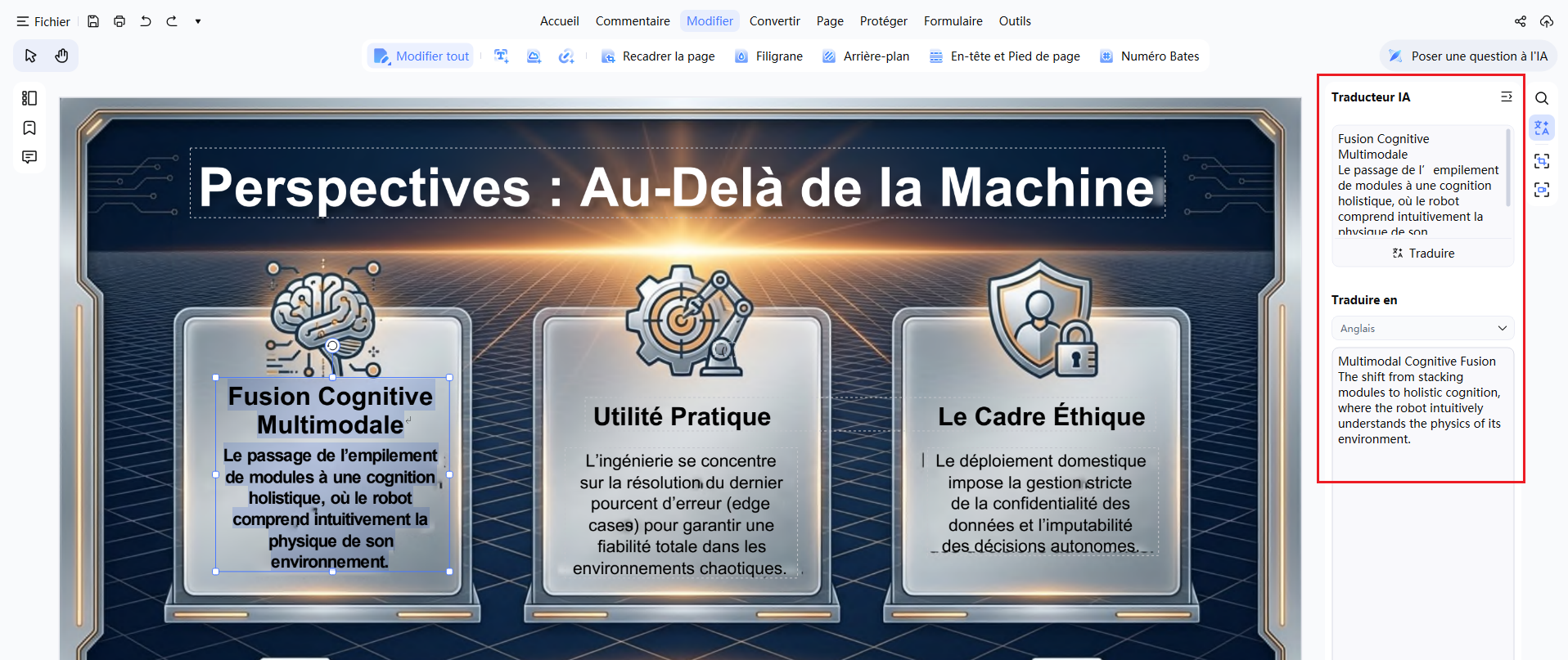 boîte de traduction ia