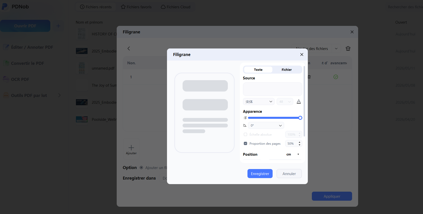 modifier un filigrane PDF par lot