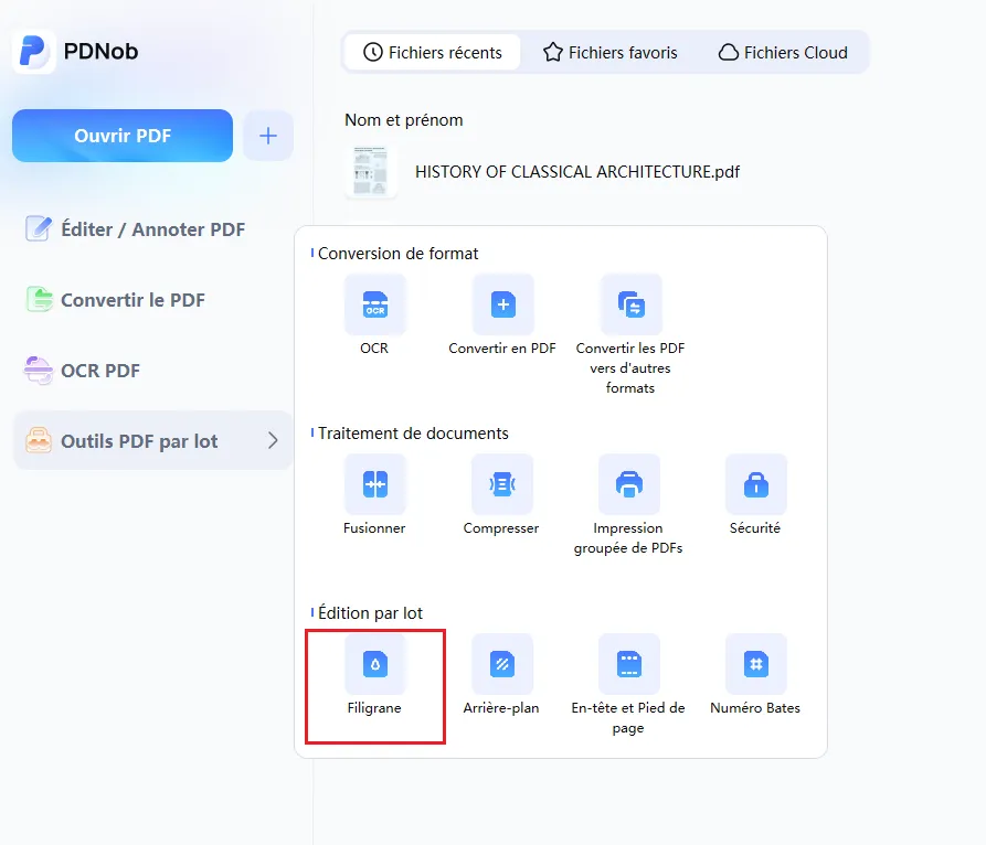utiliser fonction de filigrance avec PDNob, étape par étape