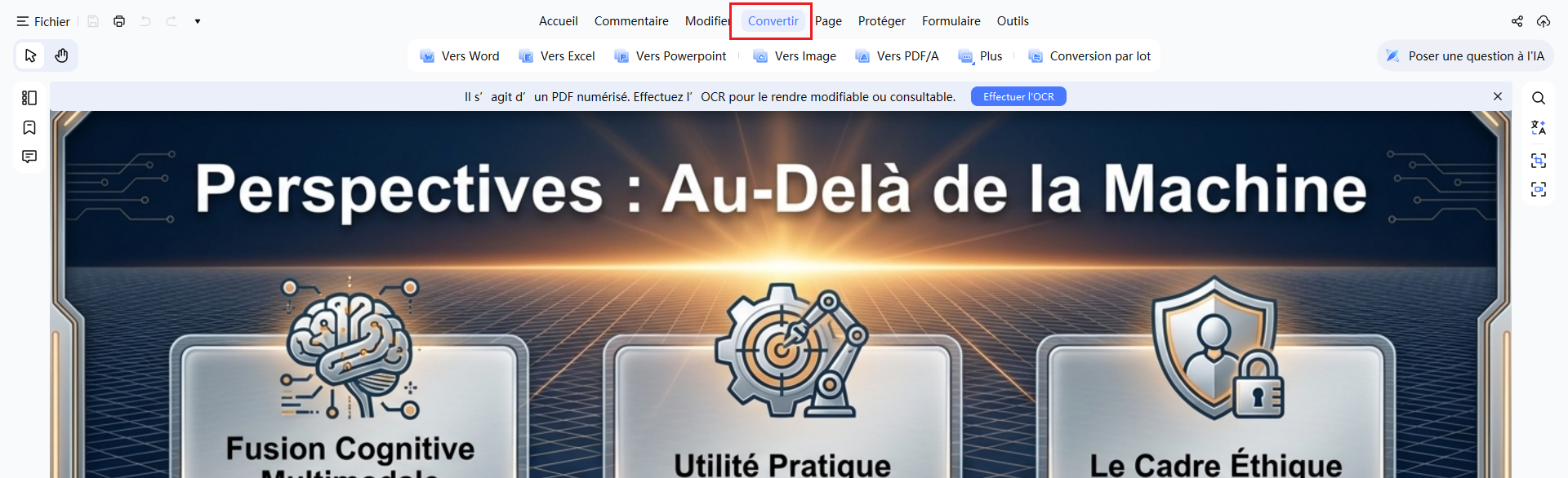 barre d'outils de conversion