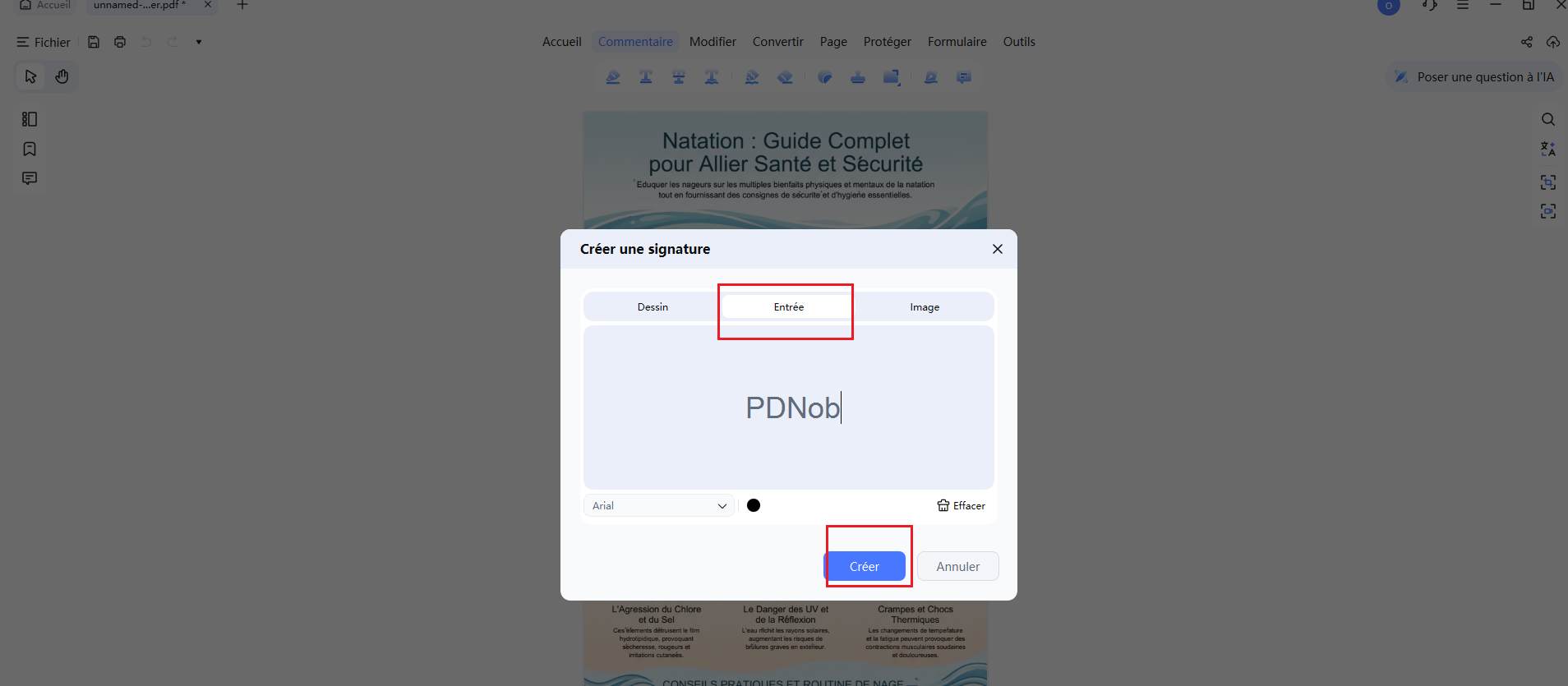 créer une signature en tapant