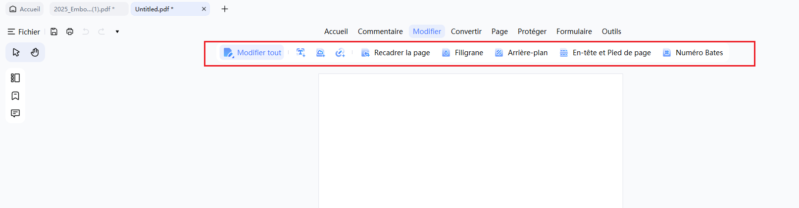 modifier un pdf vierge