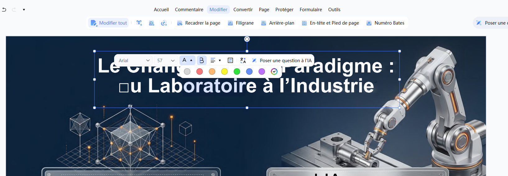 barre d'outils d'édition