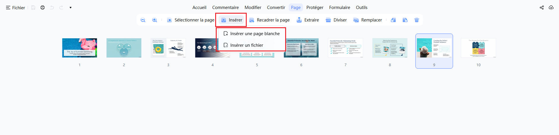 insérer des pages