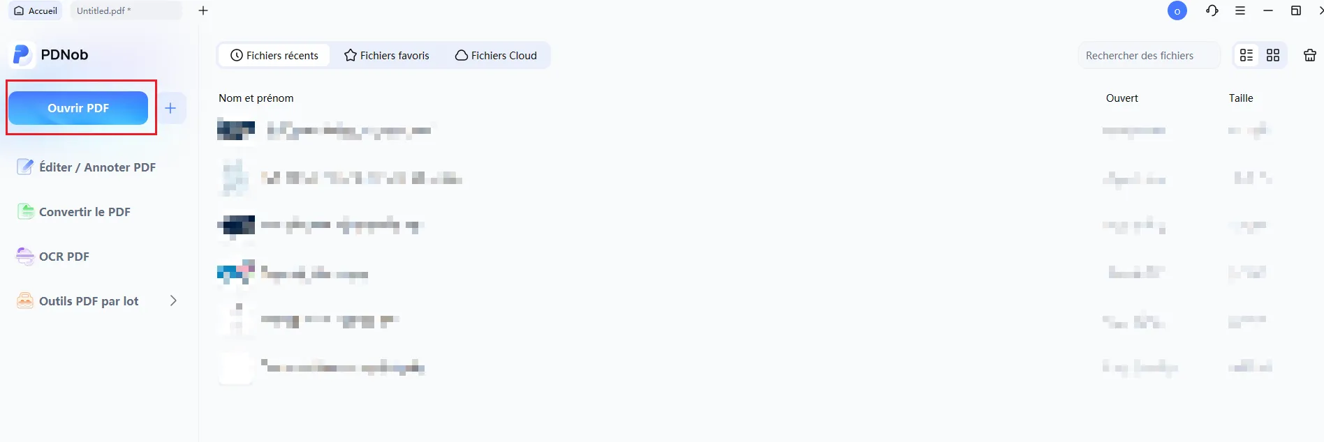 ouvrir un PDF avec PDNob